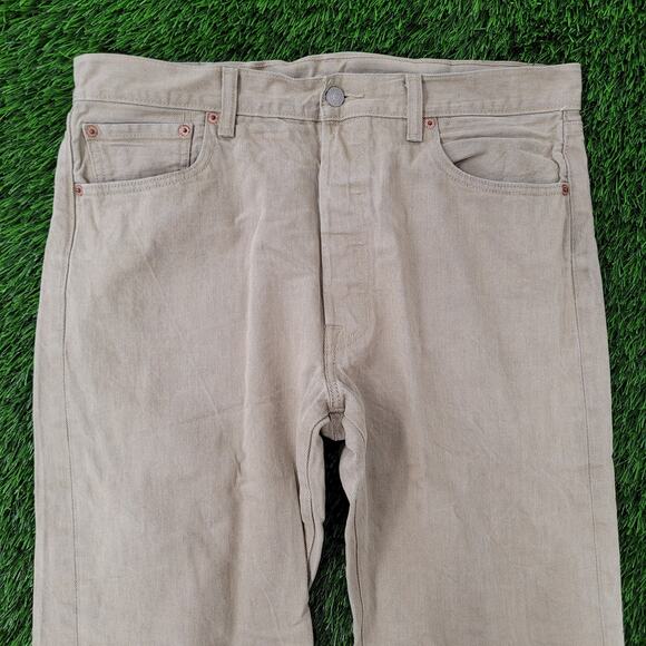 LEVIS 501 Button-Fly Straight Jeans 35x32 Beige - Picture 16 of 16